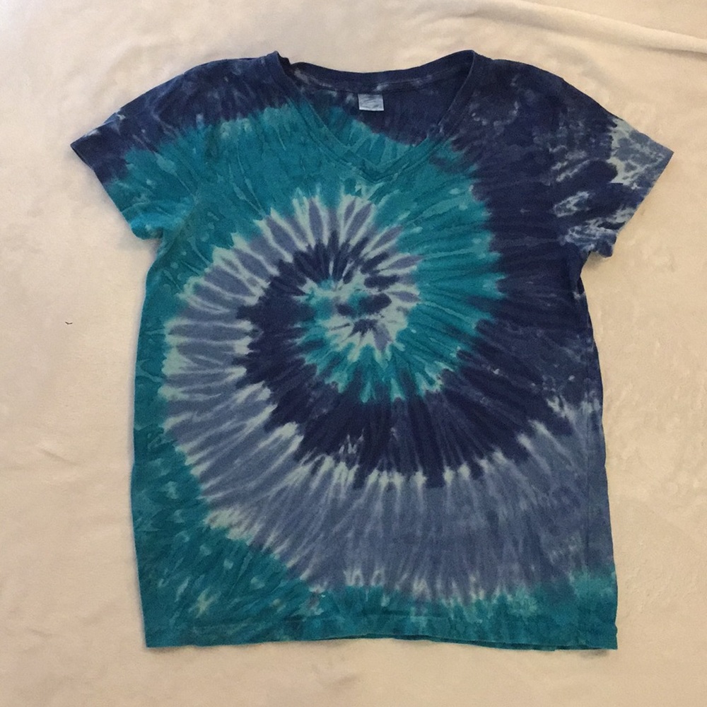 One of a kind blue tie dye shirt